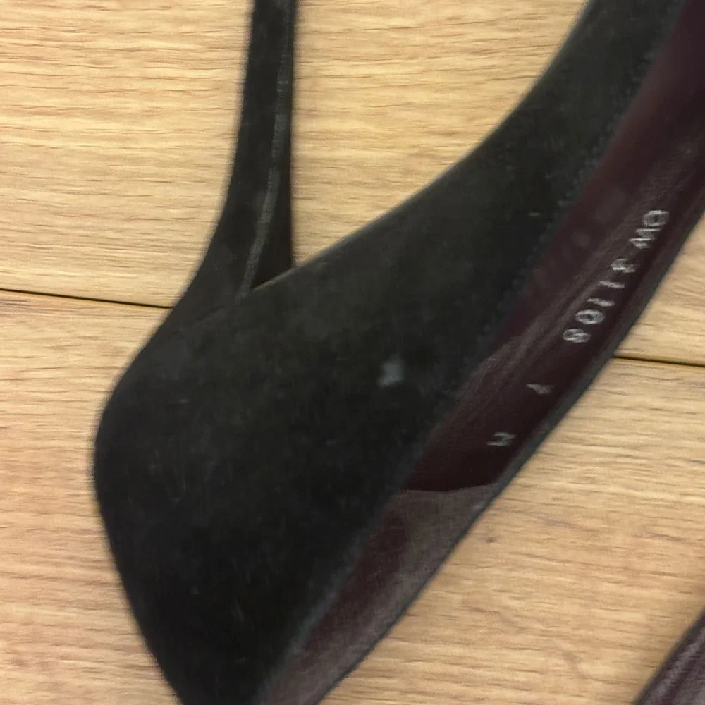 STUART WEITZMAN Suede D'Orsay Peep Toe Pumps Black Women Size 7 Formal‎ Stiletto